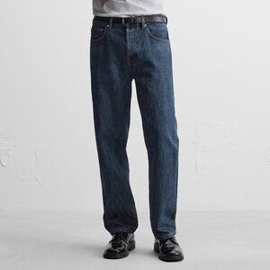 Zara Dark Mid Wash Straight Leg Jeans in W31